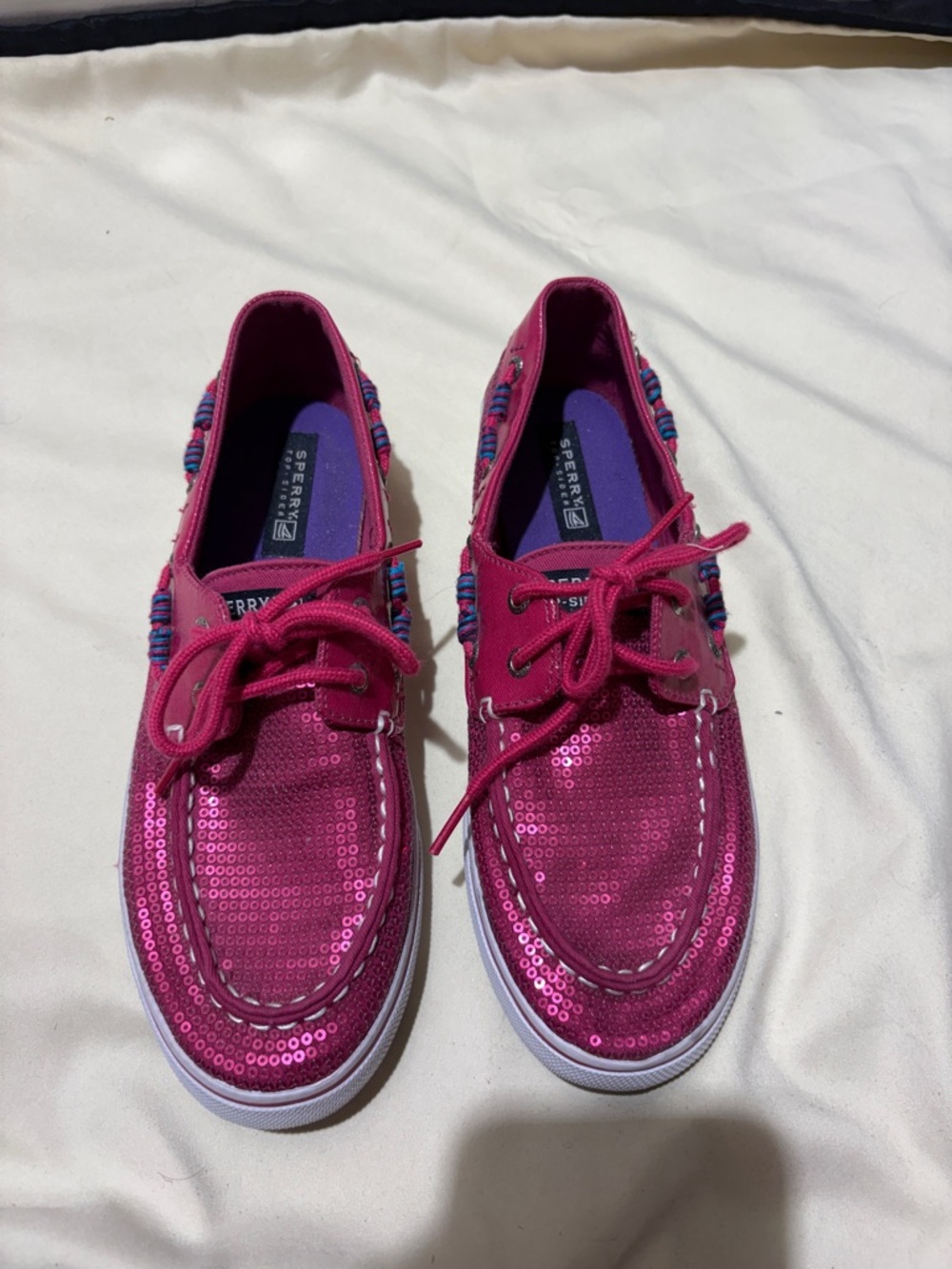 Sperry Hot Pink Sequin Moccasins